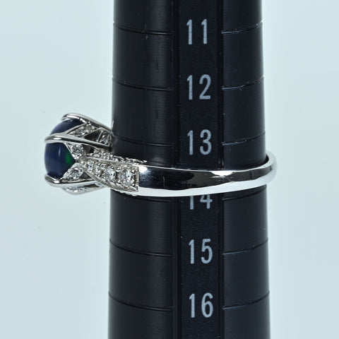 【中古】K18WG BLACK OPAL ブラックオパールリング BO2.15ct D0.56ct 4.0g #13