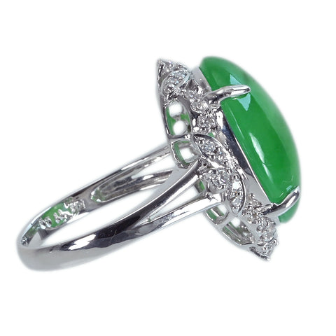 【中古】K18WG JADEITE ヒスイリング J11.99ct D0.37ct 7.4g #12.5