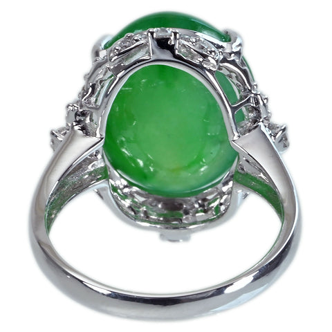 【中古】K18WG JADEITE ヒスイリング J11.99ct D0.37ct 7.4g #12.5