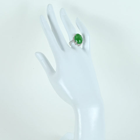 【中古】K18WG JADEITE ヒスイリング J11.99ct D0.37ct 7.4g #12.5