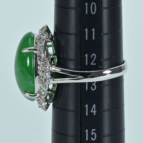 【中古】K18WG JADEITE ヒスイリング J11.99ct D0.37ct 7.4g #12.5