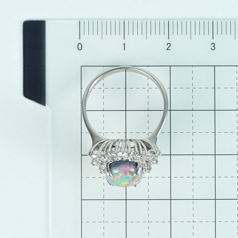 【中古】K18WG BLACK OPAL RING ブラックオパールリング BO3.31ct D0.89ct 4.8g #13.5