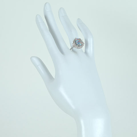 【中古】K18WG BLACK OPAL RING ブラックオパールリング BO3.31ct D0.89ct 4.8g #13.5