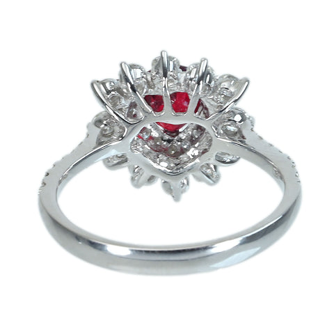 【中古】K18WG RUBY 非加熱ルビーリング R1.03ct D0.85ct AIGSピジョンブラッド 鑑別書 3.6g #13.5