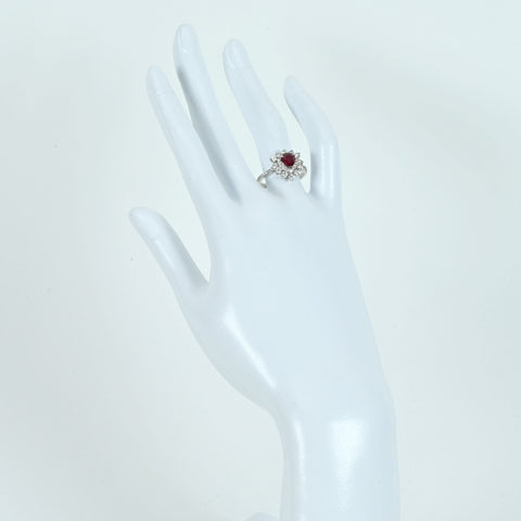 【中古】K18WG RUBY 非加熱ルビーリング R1.03ct D0.85ct AIGSピジョンブラッド 鑑別書 3.6g #13.5