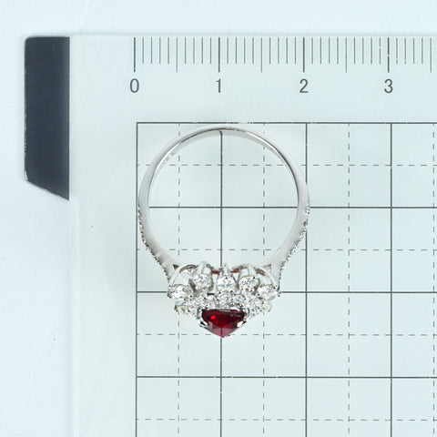 【中古】K18WG RUBY 非加熱ルビーリング R1.03ct D0.85ct AIGSピジョンブラッド 鑑別書 3.6g #13.5