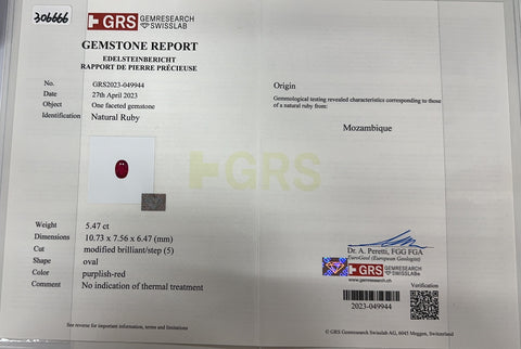 [Pre-owned] K18WG RUBY RING Unheated Mozambique Ruby Ring R5.47ct D2.36ct 7.0g #11 