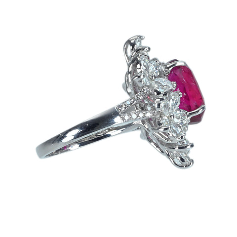 [Pre-owned] K18WG RUBY RING Unheated Mozambique Ruby Ring R5.47ct D2.36ct 7.0g #11 