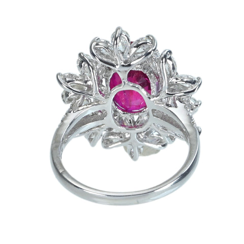 [Pre-owned] K18WG RUBY RING Unheated Mozambique Ruby Ring R5.47ct D2.36ct 7.0g #11 