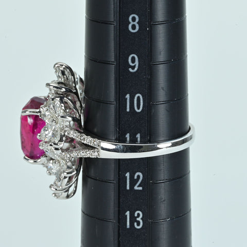 [Pre-owned] K18WG RUBY RING Unheated Mozambique Ruby Ring R5.47ct D2.36ct 7.0g #11 