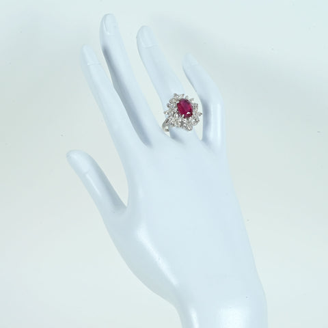 [Pre-owned] K18WG RUBY RING Unheated Mozambique Ruby Ring R5.47ct D2.36ct 7.0g #11 