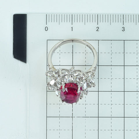 [Pre-owned] K18WG RUBY RING Unheated Mozambique Ruby Ring R5.47ct D2.36ct 7.0g #11 