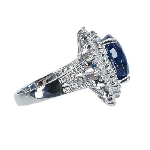 【中古】K18WG SAPPHIREスリランカ産上質サファイアリング S10.69ct D2.10ct GRS鑑別書 9.8g ＃14