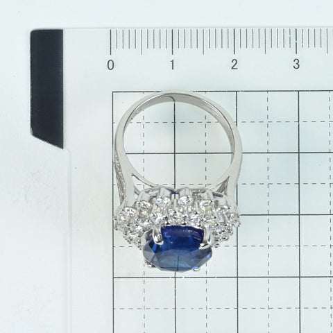 【中古】K18WG SAPPHIREスリランカ産上質サファイアリング S10.69ct D2.10ct GRS鑑別書 9.8g ＃14
