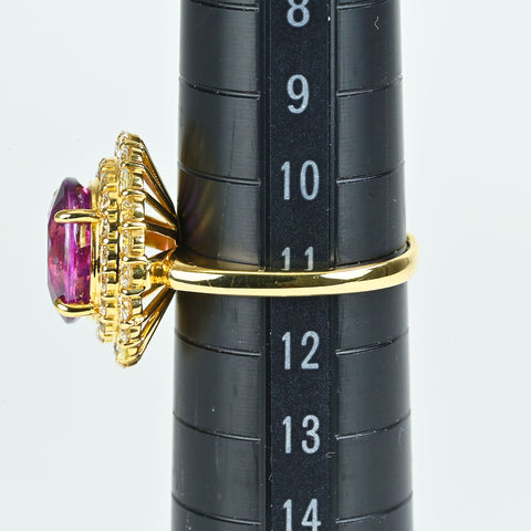 【中古】K18YG PURPLE SAPPHIRE マダガスカル産非加熱パープルサファイアリング S3.93ct D1.04ct AIGS鑑別書 6.5g ＃11