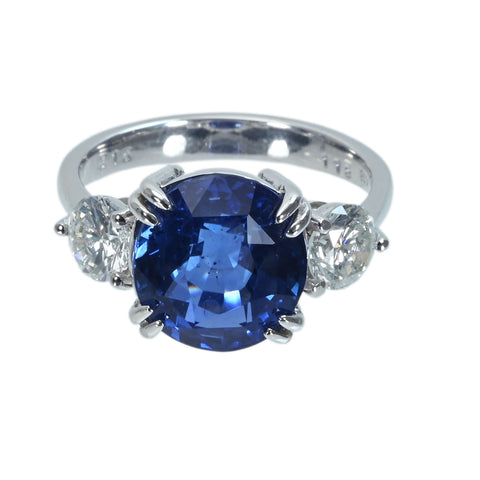 【中古】K18WG SAPPHIRE RING スリランカ産非加熱サファイアリング S6.15ct D1.18ct GRS鑑別書 6.1g #14