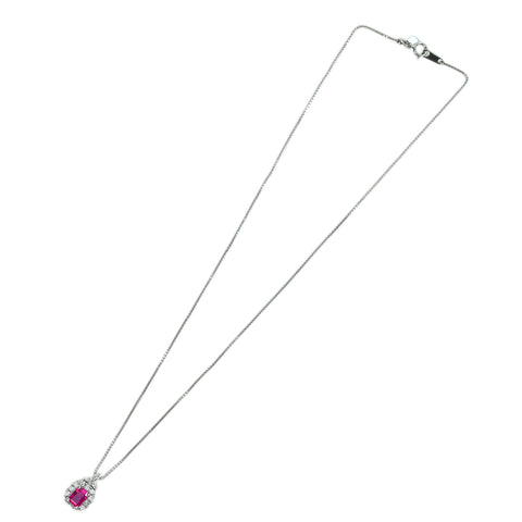 【中古】PT850/PT900 RUBY ビルマ産ルビーペンダントネックレス R1.30ct D0.62ct GRS鑑別書 7.7g