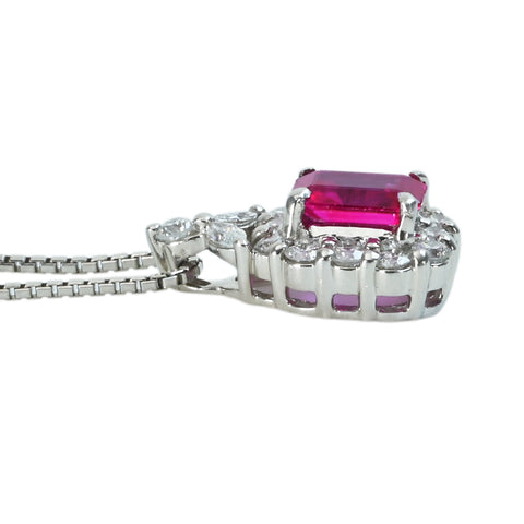 【中古】PT850/PT900 RUBY ビルマ産ルビーペンダントネックレス R1.30ct D0.62ct GRS鑑別書 7.7g
