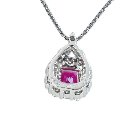【中古】PT850/PT900 RUBY ビルマ産ルビーペンダントネックレス R1.30ct D0.62ct GRS鑑別書 7.7g