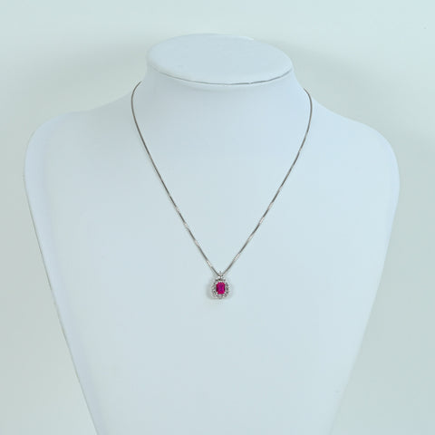 【中古】PT850/PT900 RUBY ビルマ産ルビーペンダントネックレス R1.30ct D0.62ct GRS鑑別書 7.7g