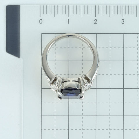 Pre-owned PT900 No Heat Sapphire Ring, Sri Lankan Unheated Sapphire, S5.36ct, D0.80ct, Royal Blue, AIGS Certificate, 9.7g, #11 