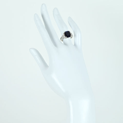 Pre-owned PT900 No Heat Sapphire Ring, Sri Lankan Unheated Sapphire, S5.36ct, D0.80ct, Royal Blue, AIGS Certificate, 9.7g, #11 