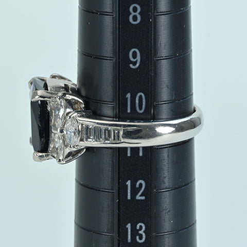 Pre-owned PT900 No Heat Sapphire Ring, Sri Lankan Unheated Sapphire, S5.36ct, D0.80ct, Royal Blue, AIGS Certificate, 9.7g, #11 