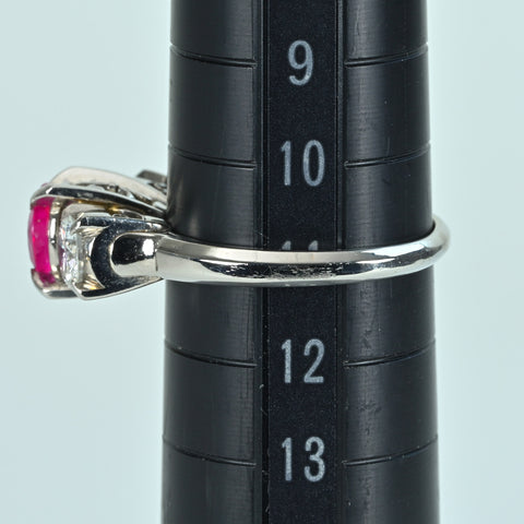 【中古】PT850 Myanmar NON HEAT RUBY RING ミャンマー（ビルマ）産非加熱ルビーリング R0.90ct D0.70ct AIGS鑑別書 6.1g #11