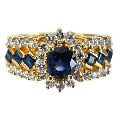 【中古】K18YG SAPPHIRE RING サファイアリング S1.03ct D0.73ct 7.4g #11