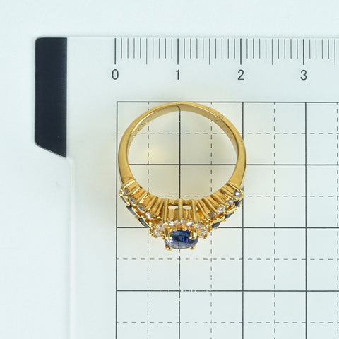 【中古】K18YG SAPPHIRE RING サファイアリング S1.03ct D0.73ct 7.4g #11