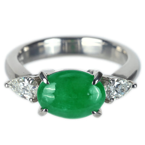 【中古】PT900 JADEITE ヒスイリング J1.96ct D0.43ct CGLソーティング #12.5 7.9g