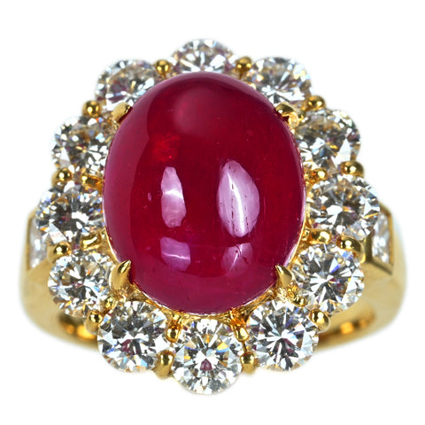 【中古】K18YG RUBY ルビーリング R7.29ct D2.17ct 鑑別 #8 8.7g