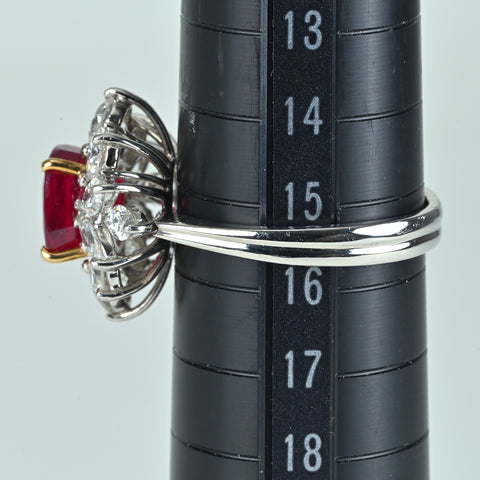 【中古】PT900/K18YG THAILAND RUBY タイ産ルビーリング R2.96ct DGRS/GIA鑑別書 7.7g
