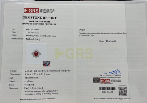 【中古】PT900/K18YG THAILAND RUBY タイ産ルビーリング R2.96ct DGRS/GIA鑑別書 7.7g