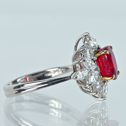 【中古】PT900/K18YG THAILAND RUBY タイ産ルビーリング R2.96ct DGRS/GIA鑑別書 7.7g