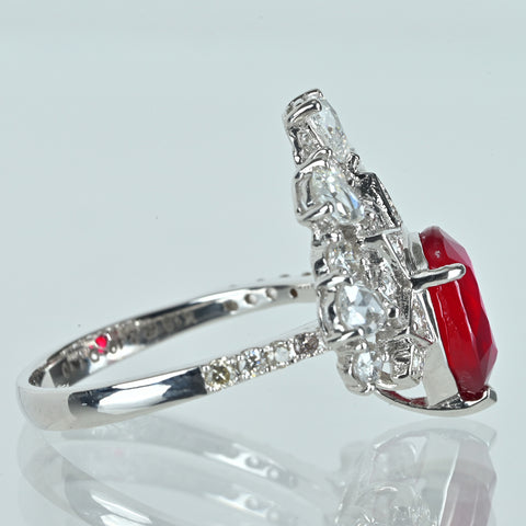 【中古】K18WG MOZAMBIQUE RUBY モザンビーク産 非加熱ルビーリング‘R2.49ct GRS鑑別 R2.49ct D1.10ct4.6