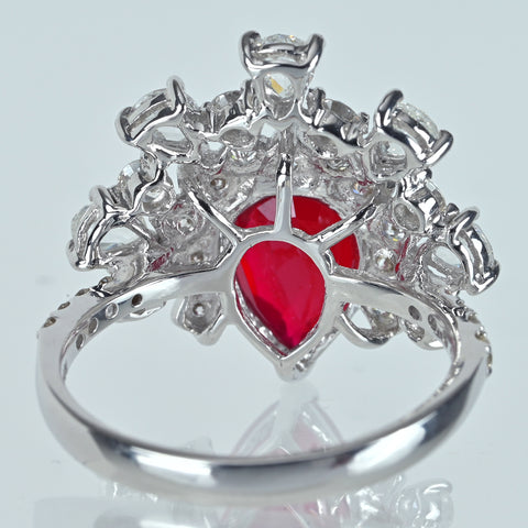 【中古】K18WG MOZAMBIQUE RUBY モザンビーク産 非加熱ルビーリング‘R2.49ct GRS鑑別 R2.49ct D1.10ct4.6