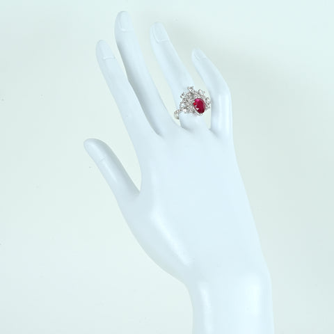 【中古】K18WG MOZAMBIQUE RUBY モザンビーク産 非加熱ルビーリング‘R2.49ct GRS鑑別 R2.49ct D1.10ct4.6
