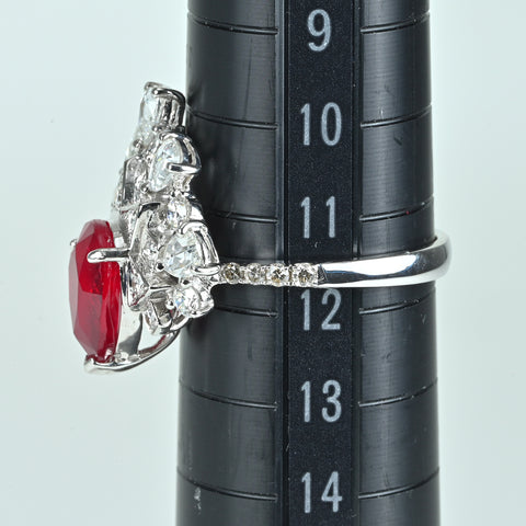 【中古】K18WG MOZAMBIQUE RUBY モザンビーク産 非加熱ルビーリング‘R2.49ct GRS鑑別 R2.49ct D1.10ct4.6