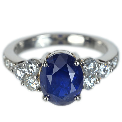 【中古】PT900 SRILANKA SAPPHIRE スリランカ産サファイアリング S3.83ct D0.79ct GIA鑑別書  #12 7.1g