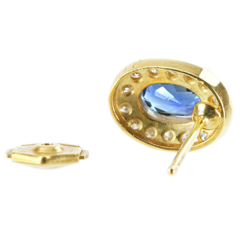 【中古】K18YG SAPPHIRE EARRING サファイアピアス S1.56ct S1.45ct D0.34ct 鑑別書 4.4g