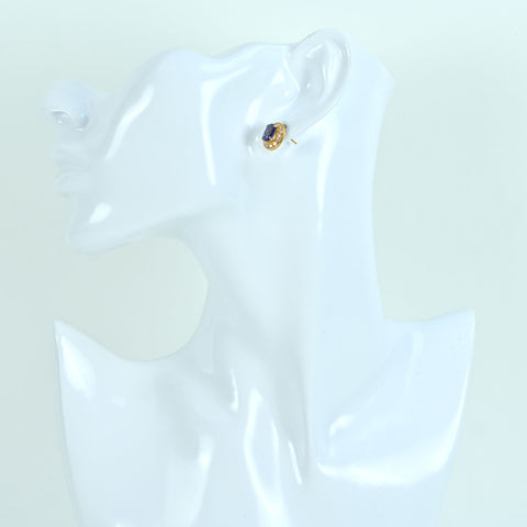 【中古】K18YG SAPPHIRE EARRING サファイアピアス S1.56ct S1.45ct D0.34ct 鑑別書 4.4g