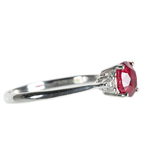【中古】K18WG No Heat RUBY RING 非加熱ルビーリング R1.32ct D0.11c AIGSピジョンブラッド 鑑別書 2.0g #13.5