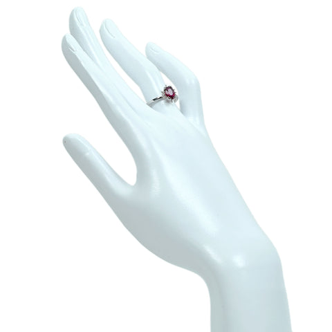【中古】K18WG no heat RUBY非加熱ピジョンブラッド ルビー リング R1.01ct D0.08ct AIGS 2.9g #11.5