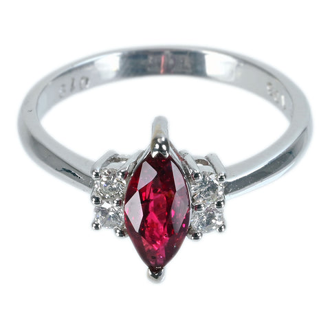 【中古】K18WG RUBY非加熱ルビーリング R1.03ct D0.19ct AIGSピジョンブラッド鑑別書 3.0g #14