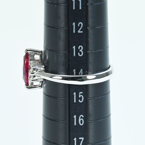 Pre-owned 18K White Gold Unheated Ruby Ring, 1.03ct R, 0.19ct D, AIGS Pigeon Blood Certificate, 3.0g, #14 