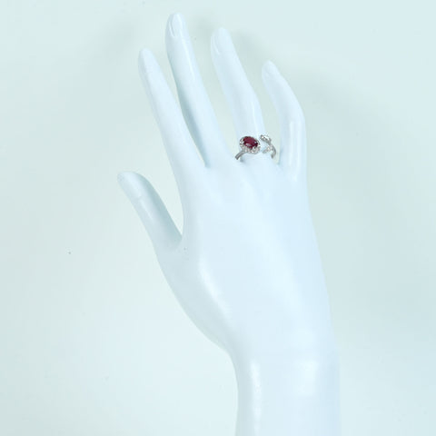 【中古】 K18WG RUBY非加熱ルビーリング R1.27ct D0.36ct AIGSピジョンブラッド鑑別書 2.9g #12