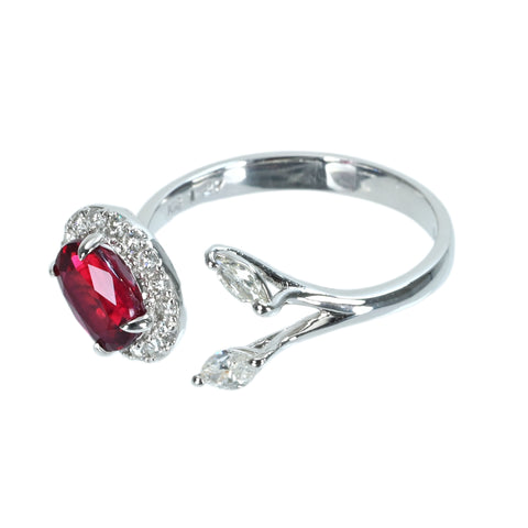 【中古】 K18WG RUBY非加熱ルビーリング R1.27ct D0.36ct AIGSピジョンブラッド鑑別書 2.9g #12