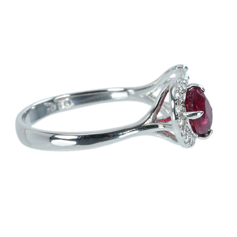 【中古】 K18WG RUBY非加熱ルビーリング R1.27ct D0.36ct AIGSピジョンブラッド鑑別書 2.9g #12