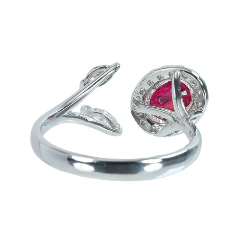 【中古】 K18WG RUBY非加熱ルビーリング R1.27ct D0.36ct AIGSピジョンブラッド鑑別書 2.9g #12